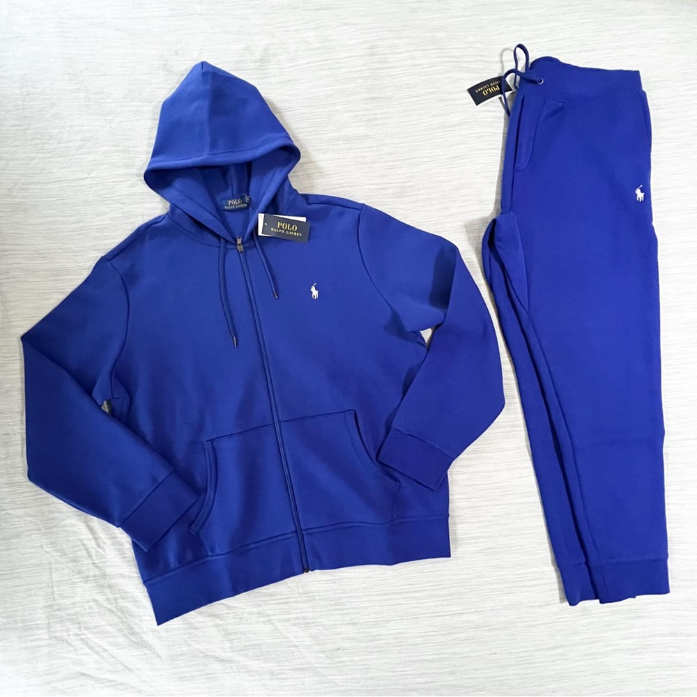 Polo Ralph Lauren Double Knit Tech Fleece Jogger Sweatsuit Blue